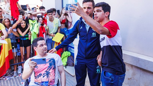 La Selección Española a su llegada a Málaga