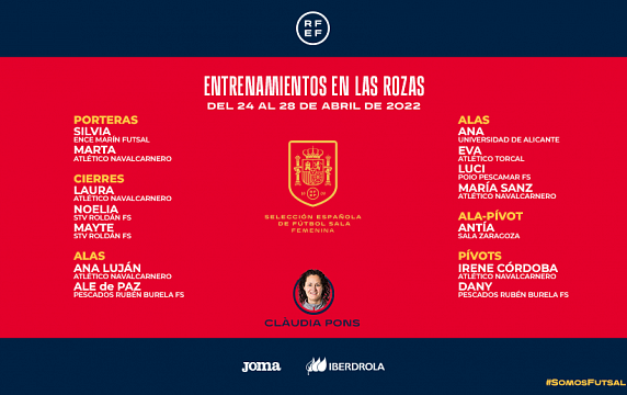Clàudia Pons da la lista de 14 convocadas para la próxima concentración de la Selección Femenina de Fútbol Sala